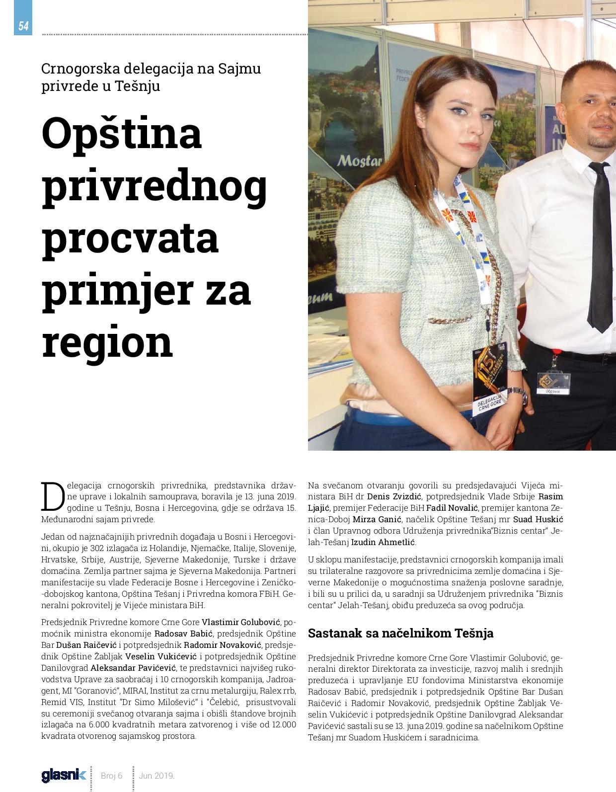 Crnogorska delegacija na Sajmu privrede u Tešnju: Opština privrednog procvata primjer za region